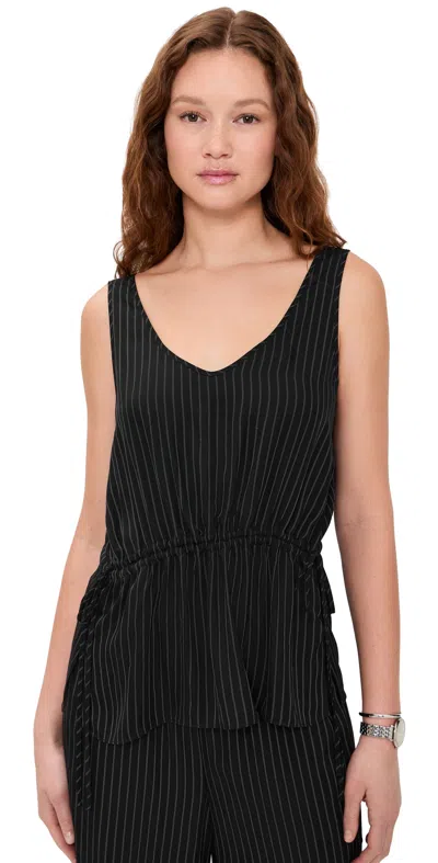 Theory Tie-waist Tank Top In Washed Stripe In Blue