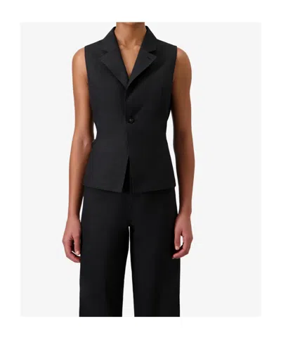 Coperni High Collar Button Knitted Top In Black