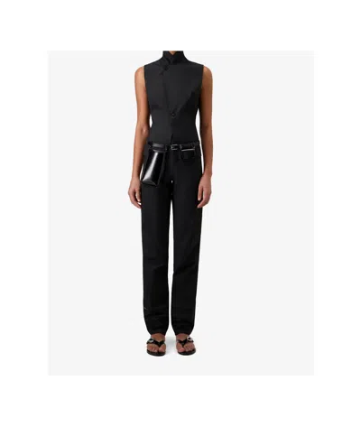 Coperni High Collar Button Knitted Top In Black
