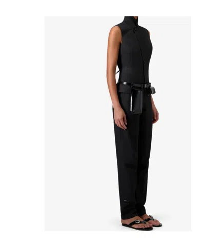 Coperni High Collar Button Knitted Top In Black
