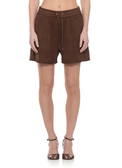 P.a.r.o.s.h . Suede Drawstring Shorts In Brown