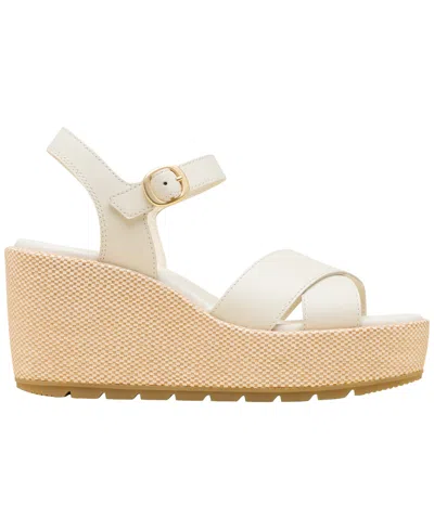 Sorel Sunpeak Ankle Strap Platform Wedge Sandal In White
