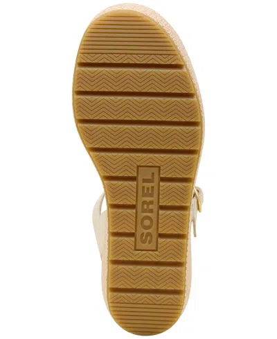 Sorel Sunpeak Ankle Strap Platform Wedge Sandal In White