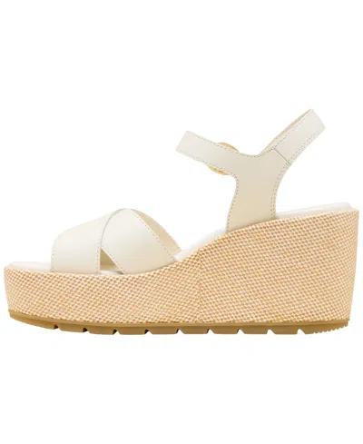 Sorel Sunpeak Ankle Strap Platform Wedge Sandal In White