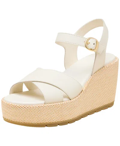 Sorel Sunpeak Ankle Strap Platform Wedge Sandal In White