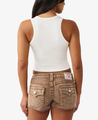 True Religion Women's Joey Low Rise Big T Flap Cut-off Short In Brown