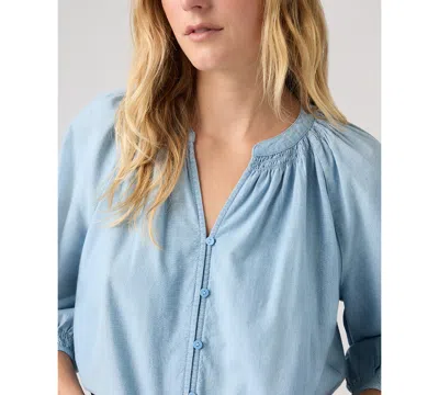Levi's Plus Size Relaxed-fit Button-front Top In Blue