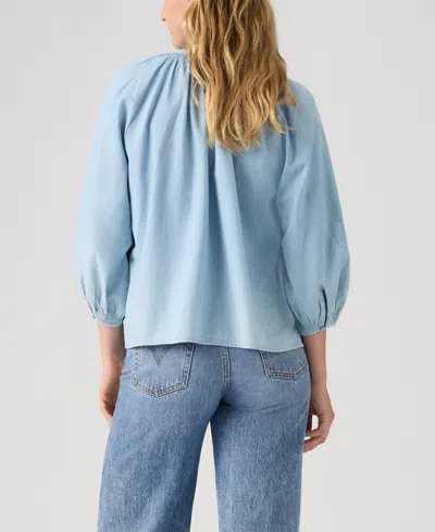 Levi's Plus Size Relaxed-fit Button-front Top In Blue