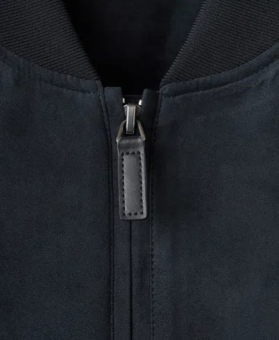Mango Suede-effect Bomber Jacket Navy In Black