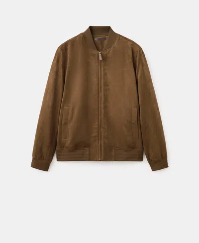 Mango Suede-effect Bomber Jacket Cognac In Brown