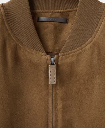 Mango Suede-effect Bomber Jacket Cognac In Brown