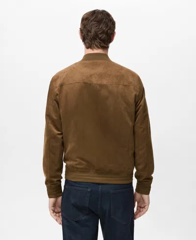 Mango Suede-effect Bomber Jacket Cognac In Brown