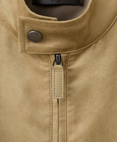 Mango Suede-effect Biker Jacket In Brown