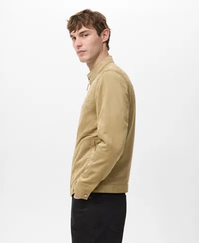 Mango Suede-effect Biker Jacket In Brown