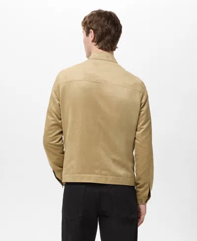 Mango Suede-effect Biker Jacket In Brown