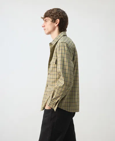 Mango Checked Jacket With Button Print Olive Green In Green