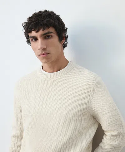 Mango Medium-knit Microstructure Sweater Ecru In White