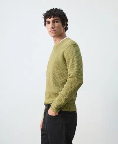 Mango Men's Medium-knit Microstructure Sweater In Green