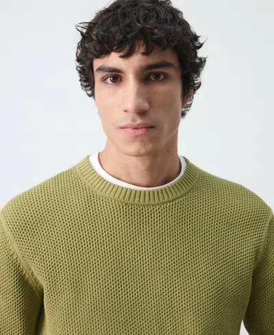 Mango Men's Medium-knit Microstructure Sweater In Green
