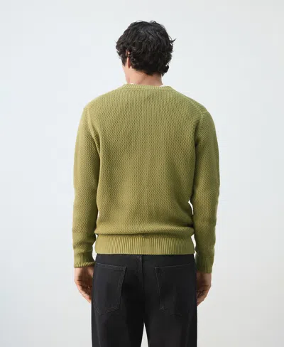 Mango Men's Medium-knit Microstructure Sweater In Green