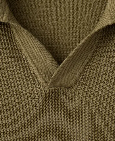 Mango Openwork Zip Polo In Neutral