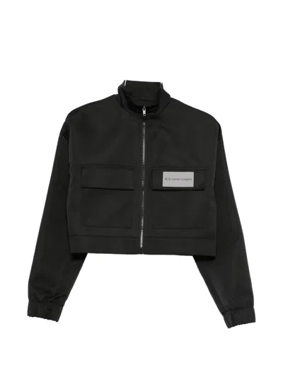 Balenciaga Cropped Technical Faille Track Jacket In Black