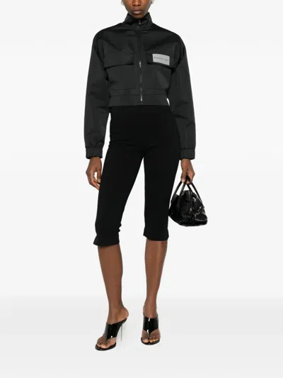 Balenciaga Cropped Technical Faille Track Jacket In Black