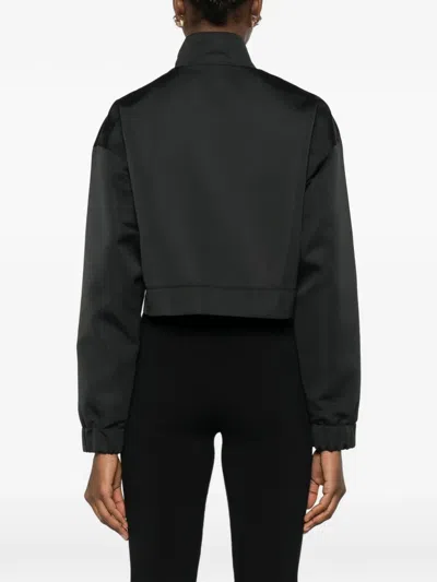 Balenciaga Cropped Technical Faille Track Jacket In Black