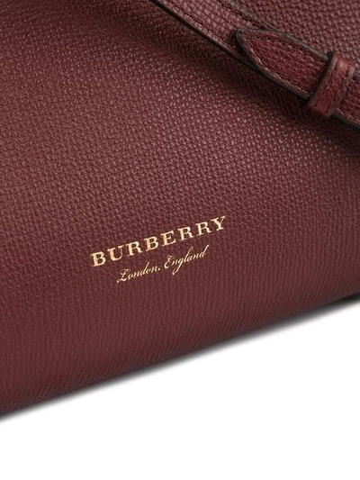 Shop Burberry The Small Banner In Leather And House Check - Red