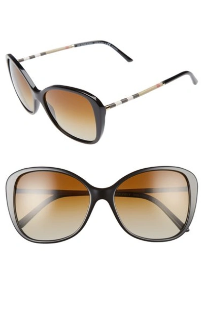 Burberry Gradient Check Square Butterfly Sunglasses In Brown