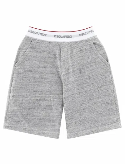Dsquared2 Oversize Logo Repeated Waistband Shorts In Gray