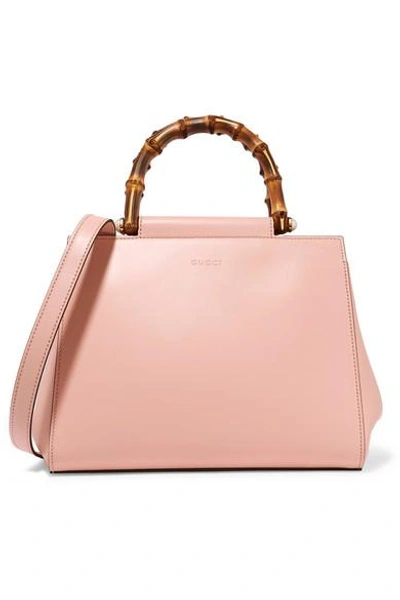 Shop Gucci Nymphaea Bamboo Small Leather Tote In Pink
