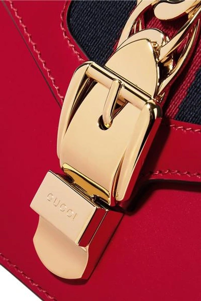 Shop Gucci Sylvie Mini Chain-embellished Leather Shoulder Bag