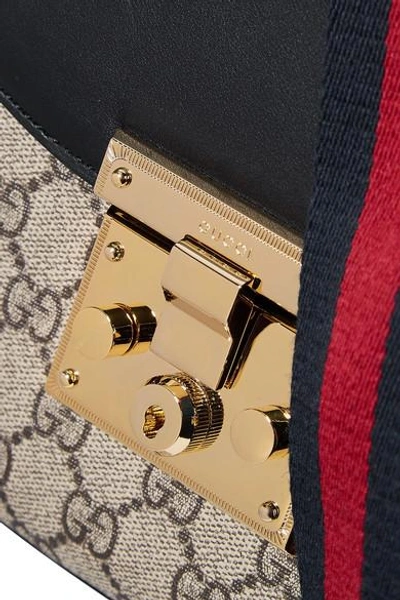 Shop Gucci Padlock Saddle Medium Leather-trimmed Coated-canvas Shoulder Bag