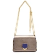 Jimmy Choo Lockett Petite Metallic Leather Shoulder Bag In Aetique Military