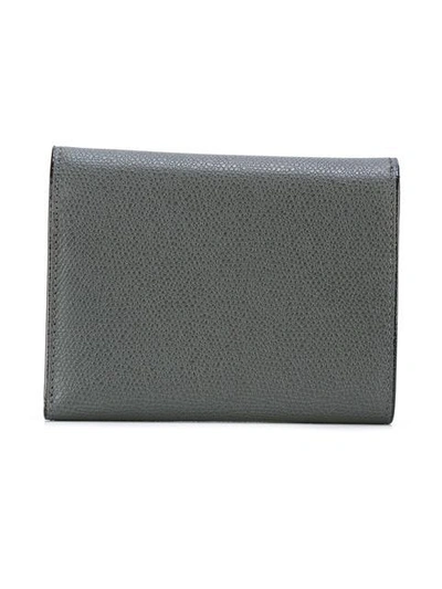 Shop Valextra Twist Small Grained Wallet In Grey