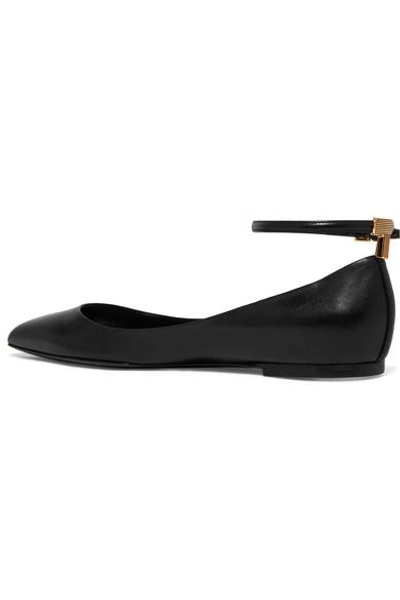 Shop Tom Ford Leather Point-toe Flats