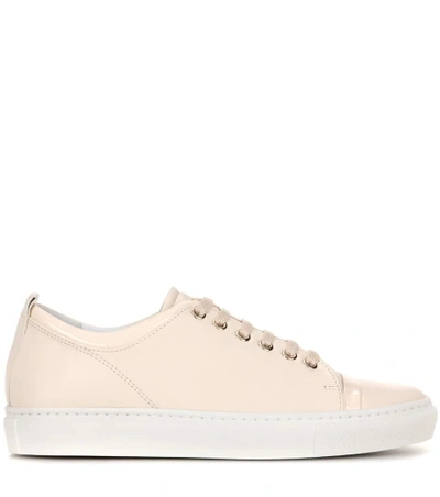 Shop Lanvin Leather Tennis Sneakers In Ivory