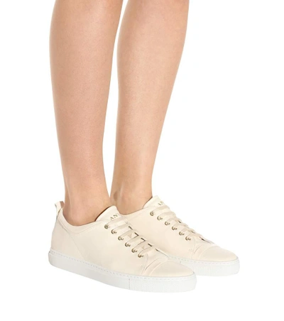 Shop Lanvin Leather Tennis Sneakers In Ivory