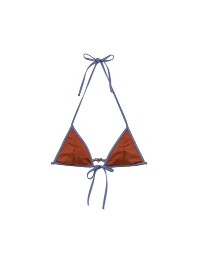 Prada Logo Triangle Bikini Top In Multi