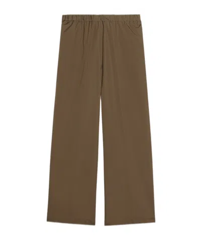 Aspesi Elasticated Cotton Trousers In Brown