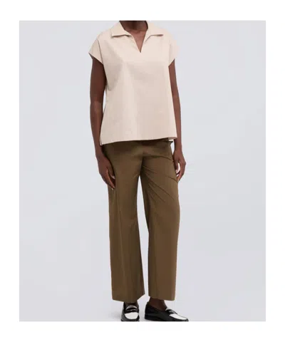 Aspesi Elasticated Cotton Trousers In Brown