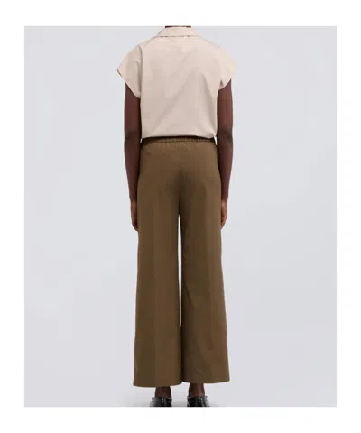 Aspesi Elasticated Cotton Trousers In Brown