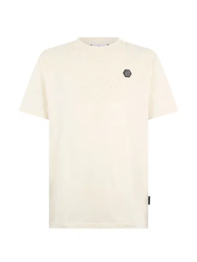 Philipp Plein Round Neck T-shirt Degrade Monogram Monogram In Neutral