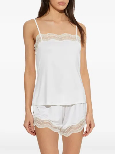 Hanro Cira Tulle Lace Trim Knickers In White