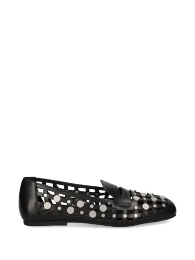 Ash Mini Leather Flat Shoes For Women In Black