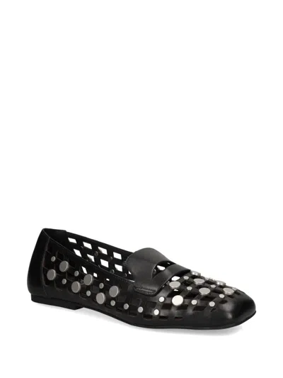 Ash Mini Leather Flat Shoes For Women In Black