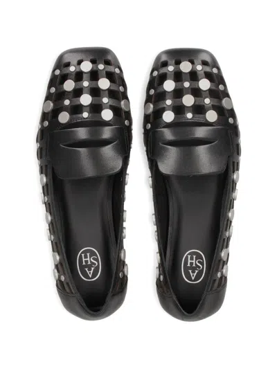 Ash Mini Leather Flat Shoes For Women In Black
