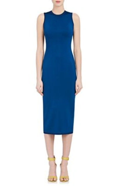 Victoria Beckham Shine Viscose Dress In Lapis Blue