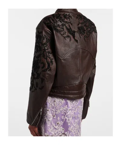 Jacques Wei Beaded Leather Jacket In Black